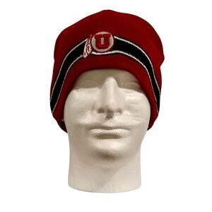 College Sports Fan Utah Utes Red Knit Beanie Hat Cotton Blend Adult OSFM Cap